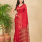 Matka Silk Jamdani Saree With Classic Red - 023