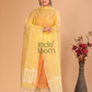 Pure Handloom Muslin Jamdani Dupatta With Mango Yellow  - 010