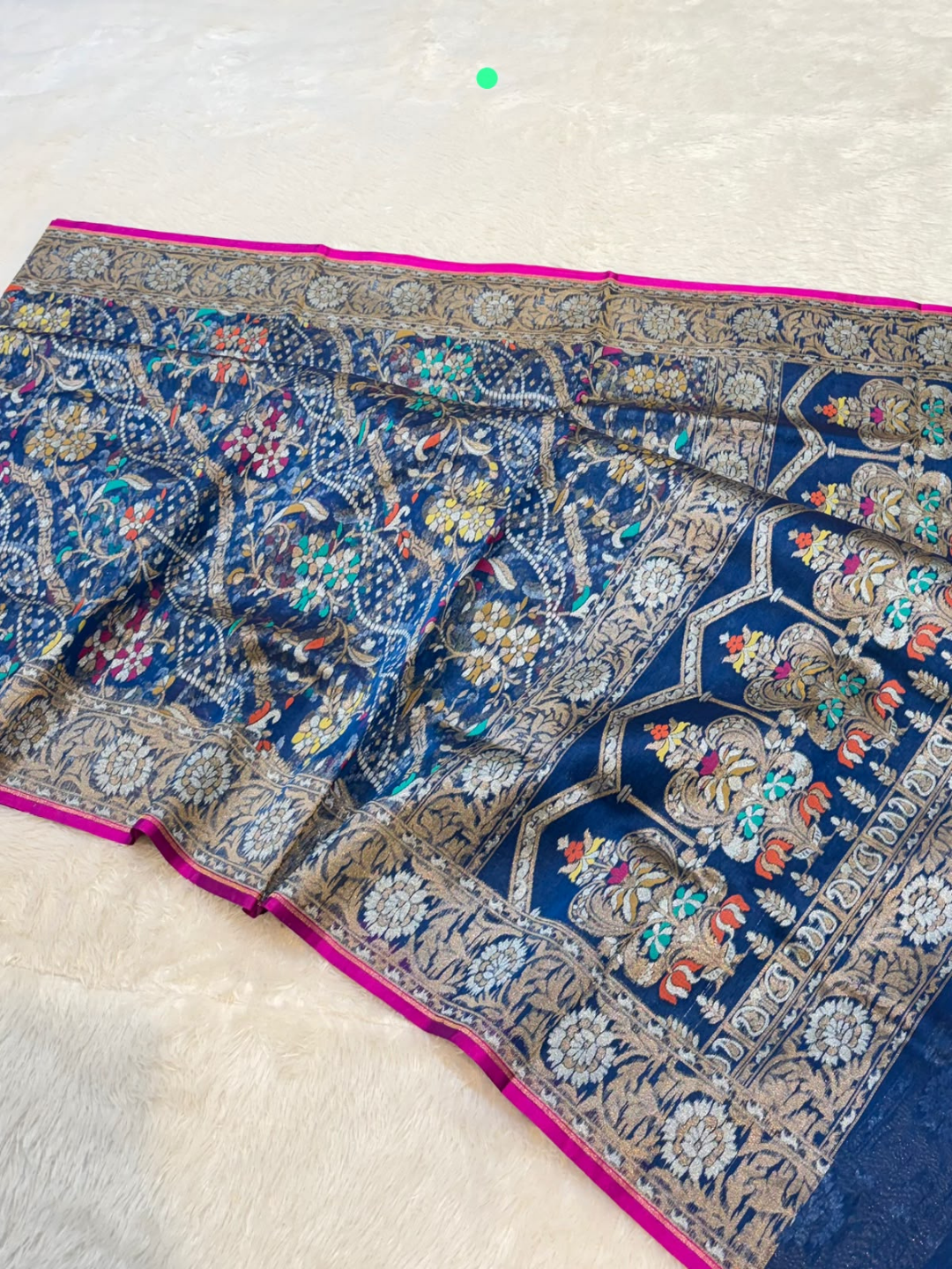 Pure Banarasi Exclusive Ektara Kora JAMDANI Tilfi saree  | Navy Blue
