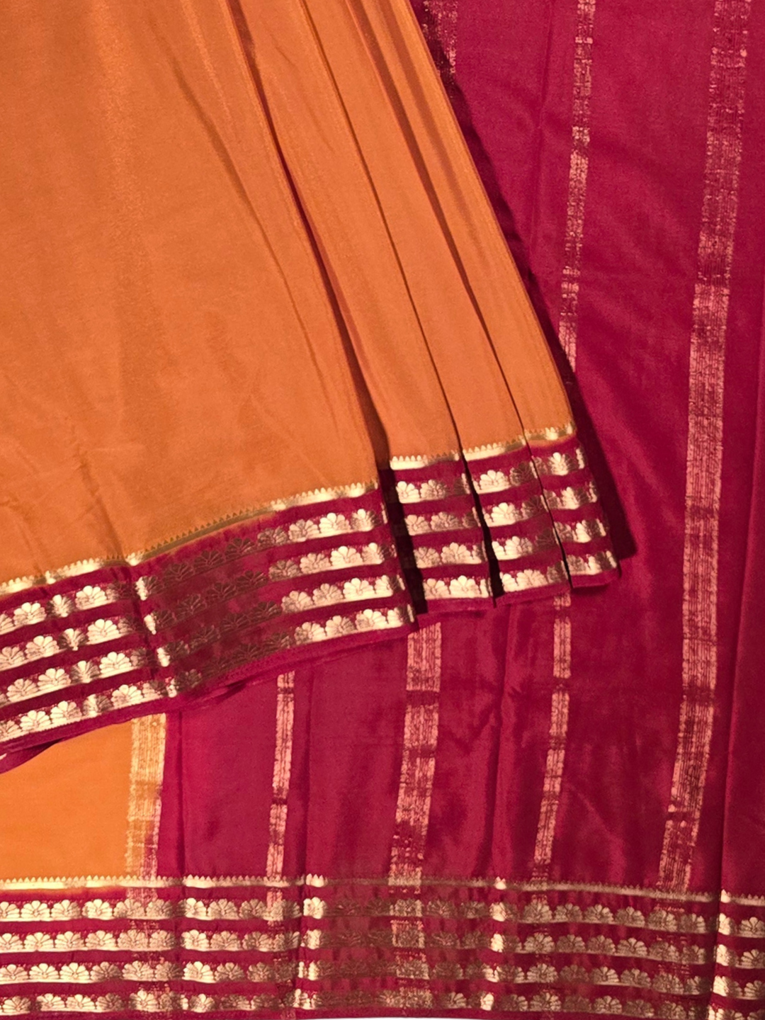 Classic Mysore Silk Saree  |  Carrot Orange
