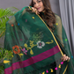Dark Green Cotton Silk Jamdani 2-Piece Set Kurti & Dupatta (UNSTITCHED) - 106