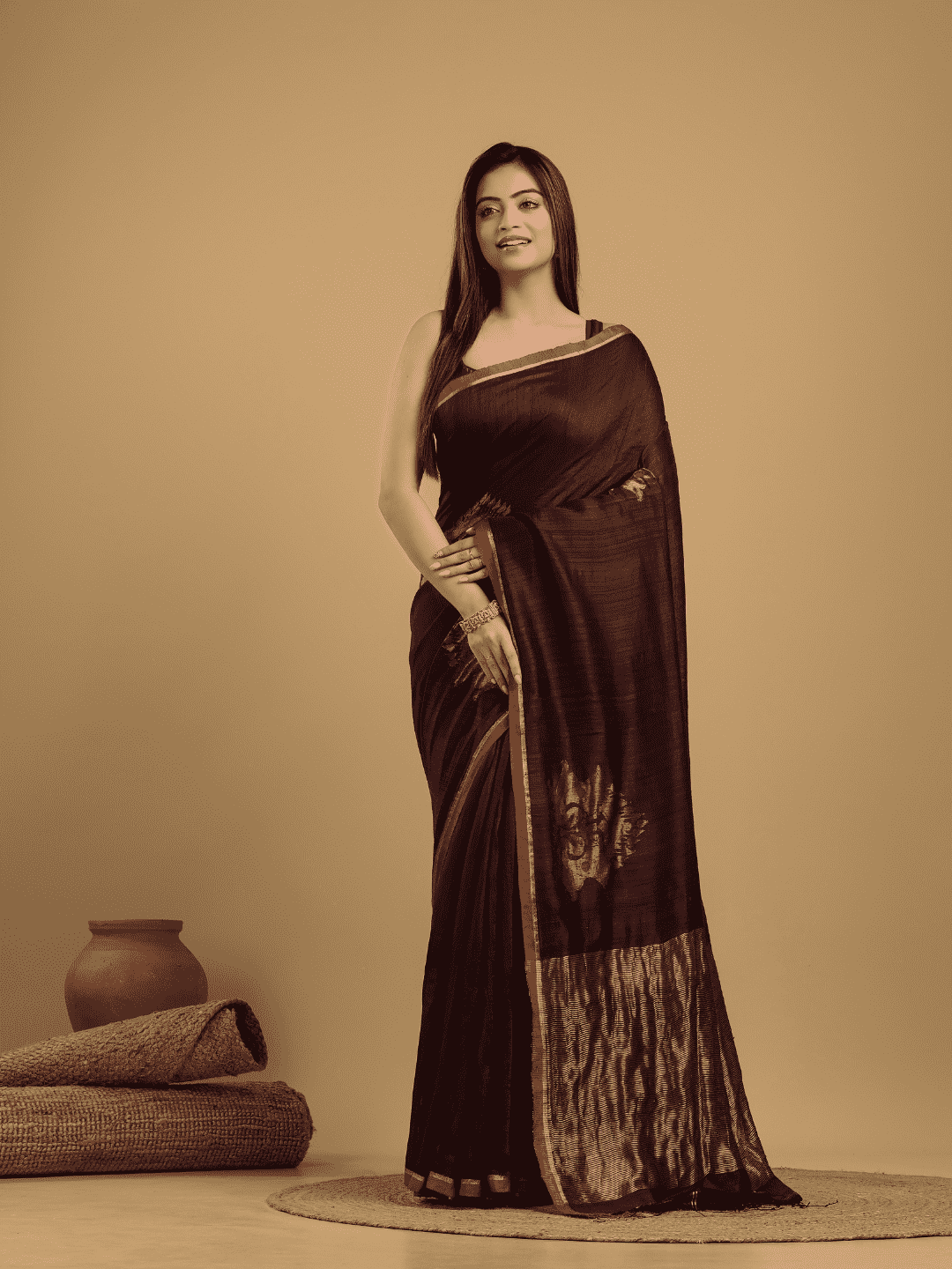 Matka Silk Jamdani Saree With Wine Red - 040