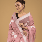 Kota Doria Handpainted Saree With Baby Pink - 005 - indeloom