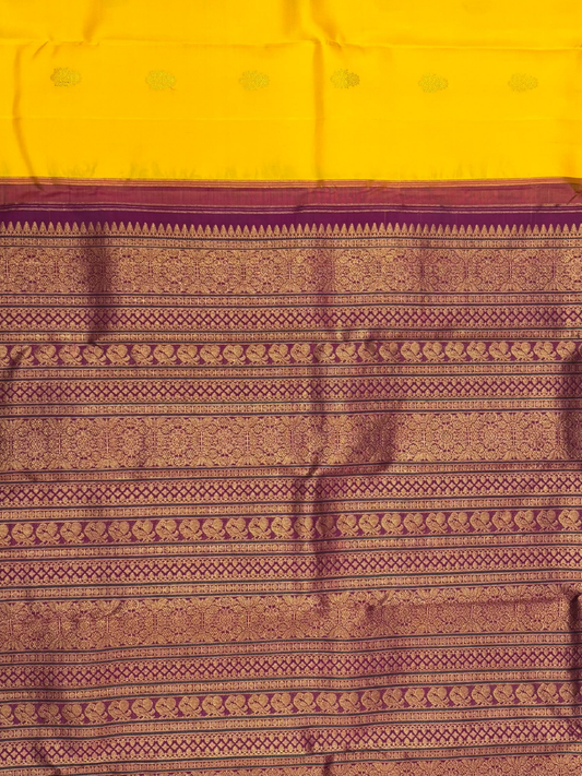 Handwoven Pure Gadwal Silk Saree  |  Bright Yellow