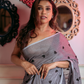 Handloom Mul Cotton Saree Smokey Black Hearts - 063