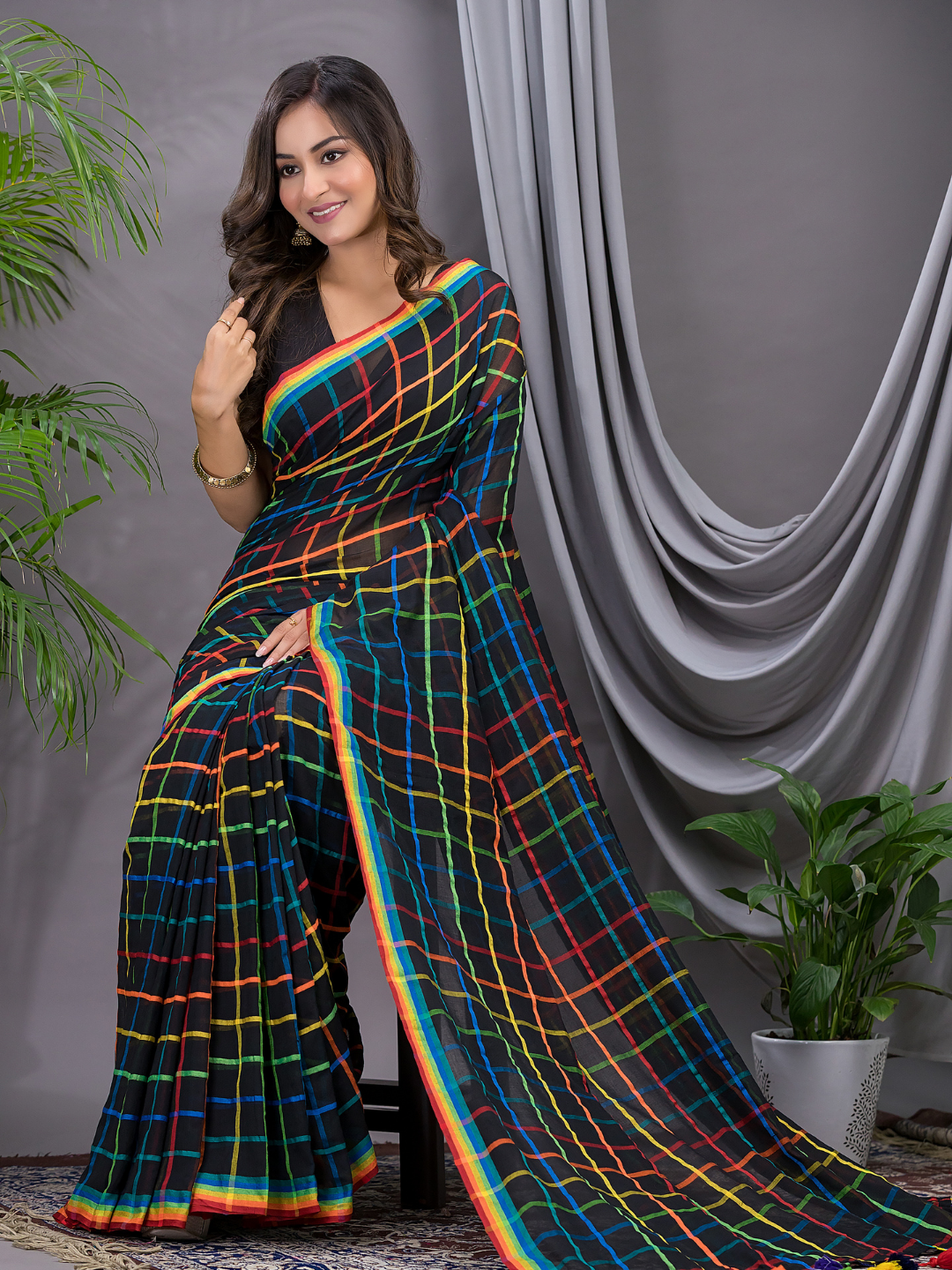 Handloom Khadi Cotton Saree With Rich Black - 004