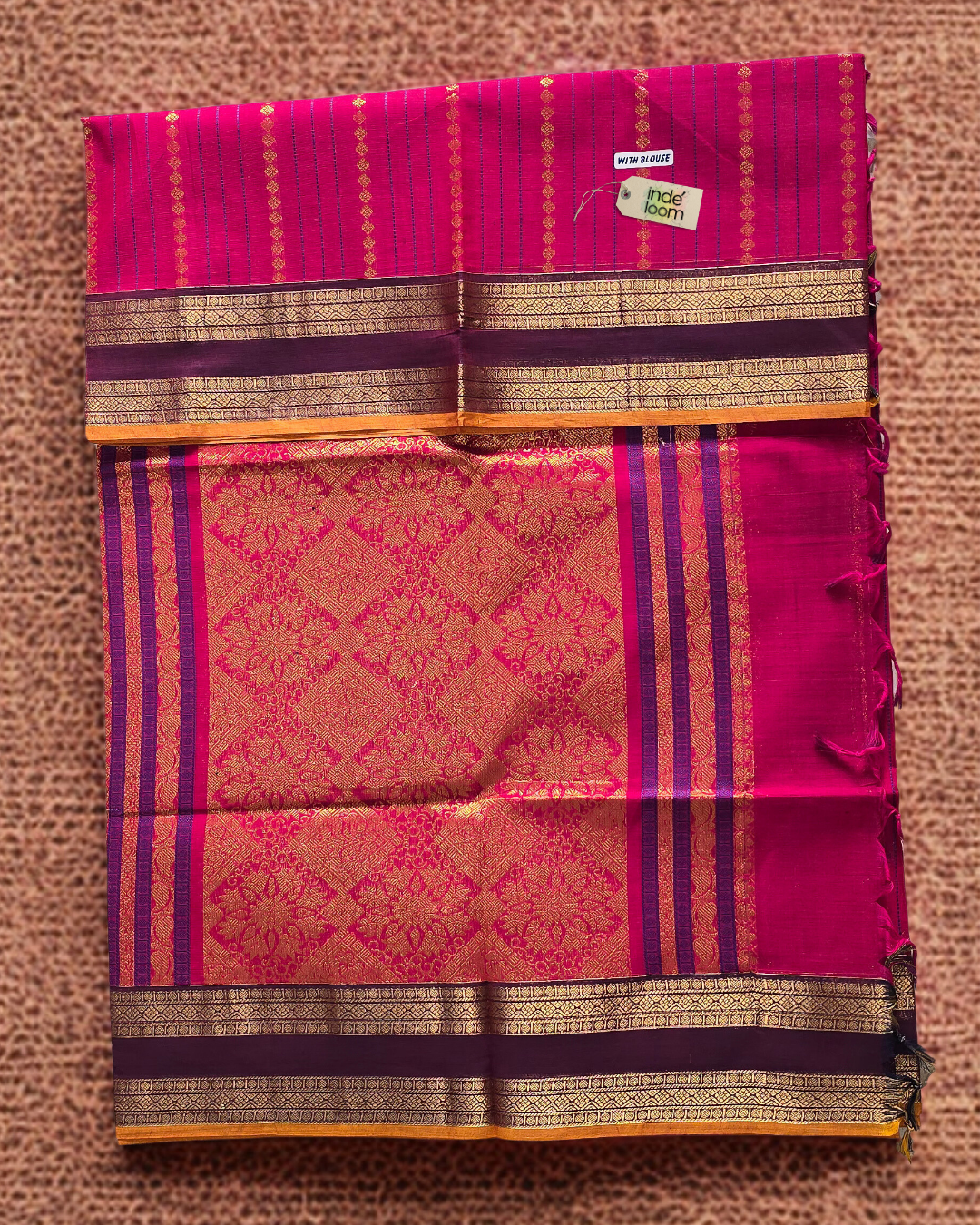 Kanchi Cotton|Pink & Maroon