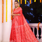 Tussar Silk Jamdani Saree With Classic Red - 111
