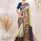 Pure Handloom Korvai Saree | Light Green and Golden Blue