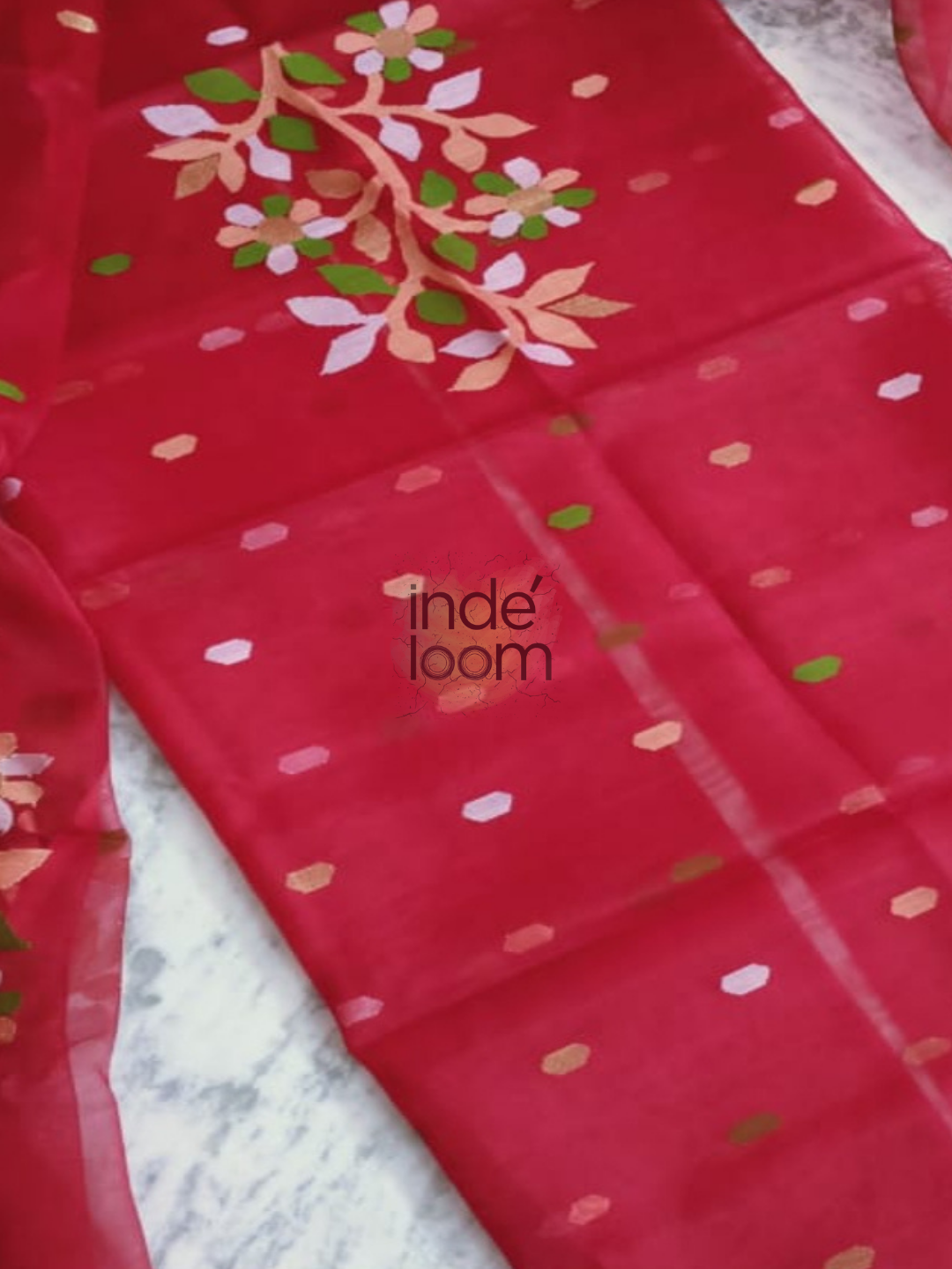 Muslin Jamdani 2-Piece Set Kurti & Dupatta (UNSTITCHED) Chilli Red -937