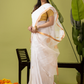 Pure Jamdani Linen Saree | Snow White  and White  | Half and Half style with Contrast Border