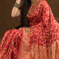 Geometric woven design Silk blend Saree | Classic Red