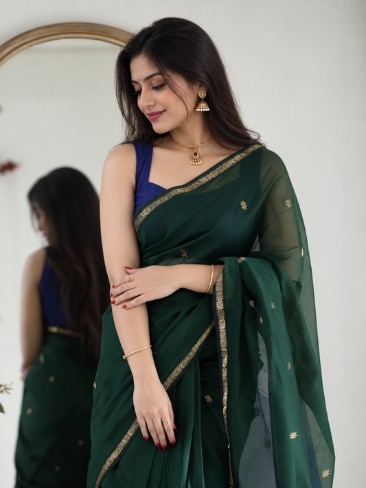 Maheshwari Silk Cotton Saree – Festive Elegance | Green