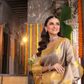 Tamra Vastra - Lava Rock Black silk with golden checks and shrine motifs