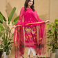 Neon Pink Jamdani 2-Piece Set Kurti & Dupatta (UNSTITCHED) -785