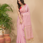 Tissue Linen Handloom Saree With Pastel Pink - 025