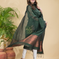 Forest Green Muslin Linen 2-Piece Set Kurti & Dupatta (UNSTITCHED) - 868