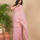 Tissue Linen Handloom Saree With Pastel Pink - 025