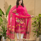 Neon Pink Jamdani 2-Piece Set Kurti & Dupatta (UNSTITCHED) -785