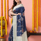 Classic Benarasi Semi Silk Saree | Deep Navy Blue
