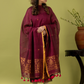 Handwoven Jamdani Linen Unstitched 2-piece Kurti | Raspberry Wine