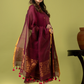 Handwoven Jamdani Linen Unstitched 2-piece Kurti | Raspberry Wine