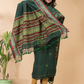 Pine Green Baluchari Linen 2-Piece Set Kurti & Dupatta (UNSTITCHED) - 054