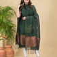 Forest Green Muslin Linen 2-Piece Set Kurti & Dupatta (UNSTITCHED) - 868