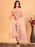 Handwoven Muslin Jamdani Dupatta | Pale Orange