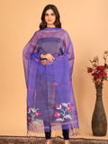 Handwoven Muslin Jamdani Dupatta | Indigo Blue