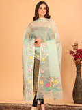 Handwoven Muslin Jamdani Dupatta | Sage Green