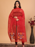 Handwoven Muslin Jamdani Dupatta | Red