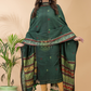 Pine Green Baluchari Linen 2-Piece Set Kurti & Dupatta (UNSTITCHED) - 054