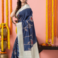 Classic Benarasi Semi Silk Saree | Deep Navy Blue