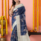 Classic Benarasi Semi Silk Saree | Deep Navy Blue