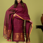 Handwoven Jamdani Linen Unstitched 2-piece Kurti | Raspberry Wine