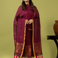 Handwoven Jamdani Linen Unstitched 2-piece Kurti | Raspberry Wine