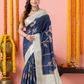 Classic Benarasi Semi Silk Saree | Deep Navy Blue