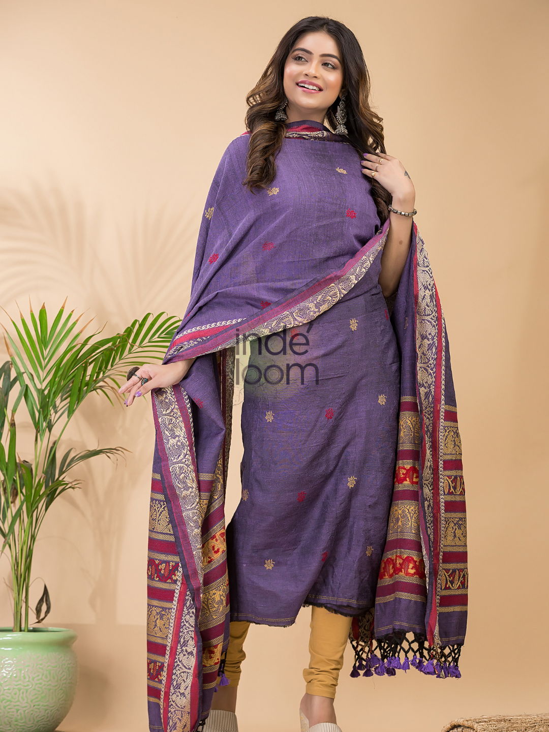 Pigeon Blue 2-Piece Set Kurti & Dupatta (UNSTITCHED) - 055