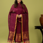 Handwoven Jamdani Linen Unstitched 2-piece Kurti | Raspberry Wine