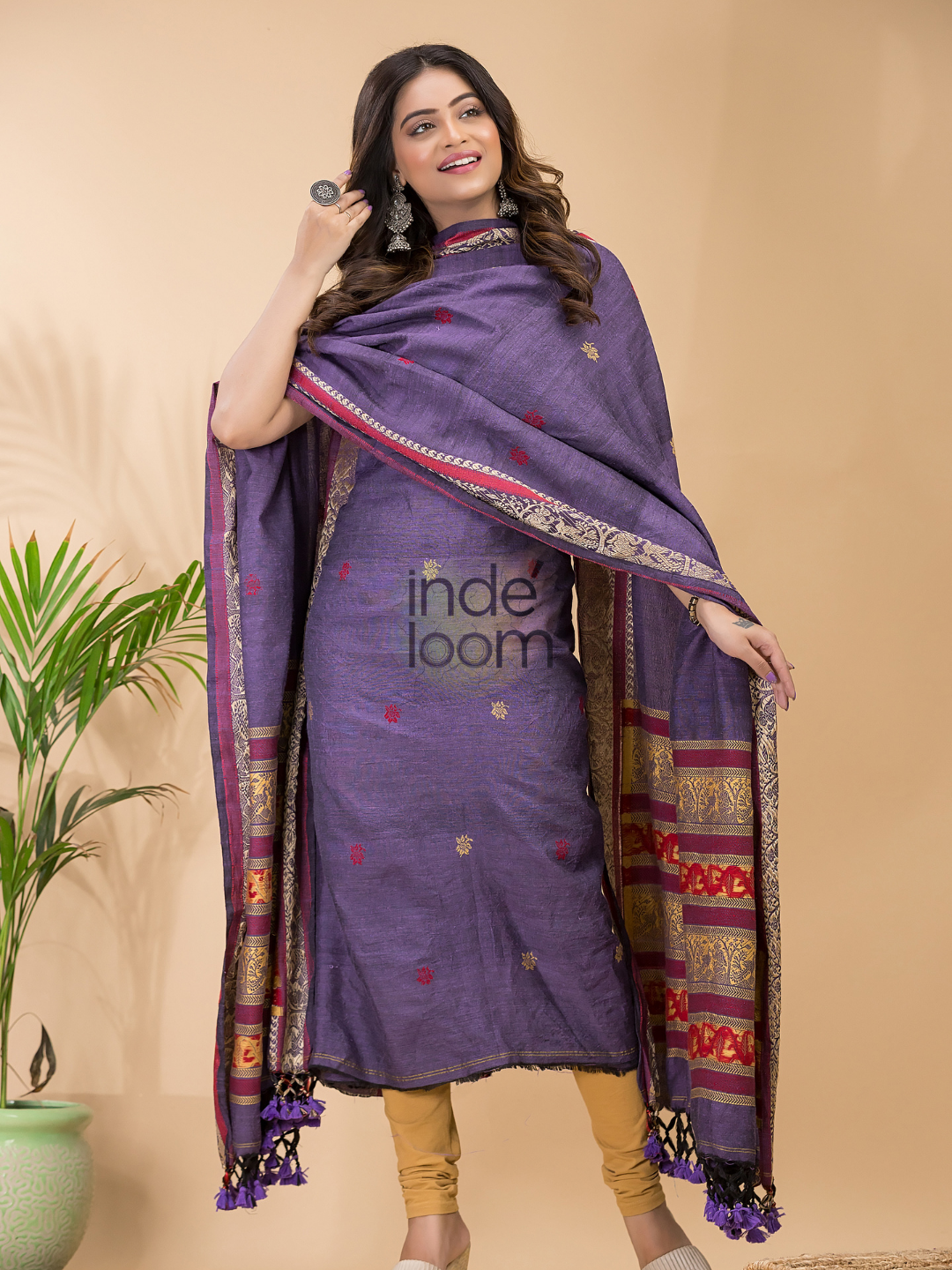 Pigeon Blue 2-Piece Set Kurti & Dupatta (UNSTITCHED) - 055