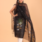Space Black Muslin Jamdani 2-Piece Set Kurti & Dupatta (UNSTITCHED) - 084