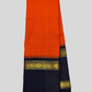 Handwoven Pure Gadwal Silk Saree  |  Fire Orange