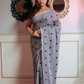 Handloom Mul Cotton Saree Smokey Black Hearts - 063