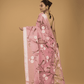 Kota Doria Handpainted Saree With Baby Pink - 005 - indeloom