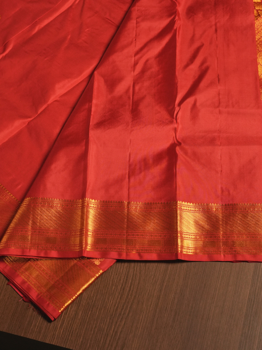 Silk Mark Certified Handloom Kanjivaram Silk Saree  |  Classic Red