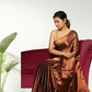Tissue Silk Saree With Golden Wood Brown  - 010