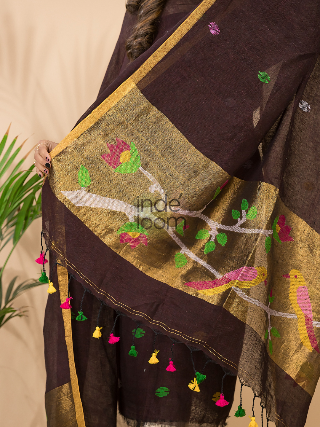 Umber Brown Linen X Linen 2-Piece Set Kurti & Dupatta (UNSTITCHED) - 078