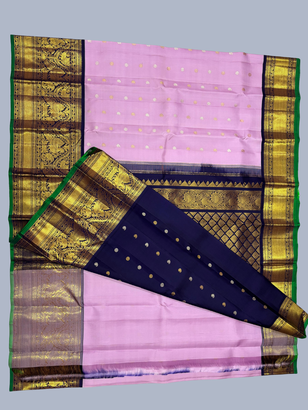Handwoven Pure Gadwal Silk Saree  |  Lilac Purple