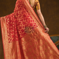 Geometric woven design Silk blend Saree | Classic Red